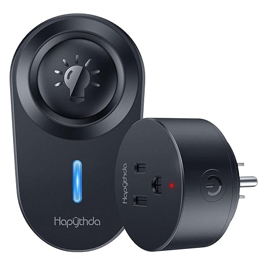 HAPYTHDA Remote Control Outlet,15A/1500W, 500 Feet RF Range Remote Light Switches Kit, No Wiring Needed Wireless Remote Outlet for Light, Small Electrical Appliance, with Anti-Surge 4000V, Black