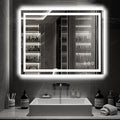 LED Bathroom Mirror, 40"x32" with Frontlit and Backlit Anti-Fog Mirror with Lights LED Vanity Mirror for Bathroom 3 Colors Temperature & Dimmable Bathroom Mirror with HD Tempered Glass