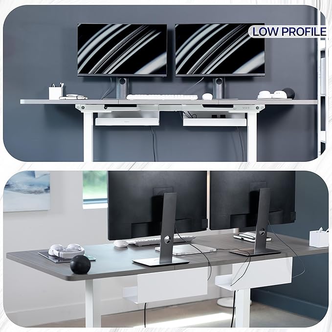 VIVO Under Desk 17 inch Extra Deep Cable Management Trays, Power Strip Holders, Cord Organizers, Wire Tamers for Office and Home, White, 2 Pack, DESK-AC16-2CW