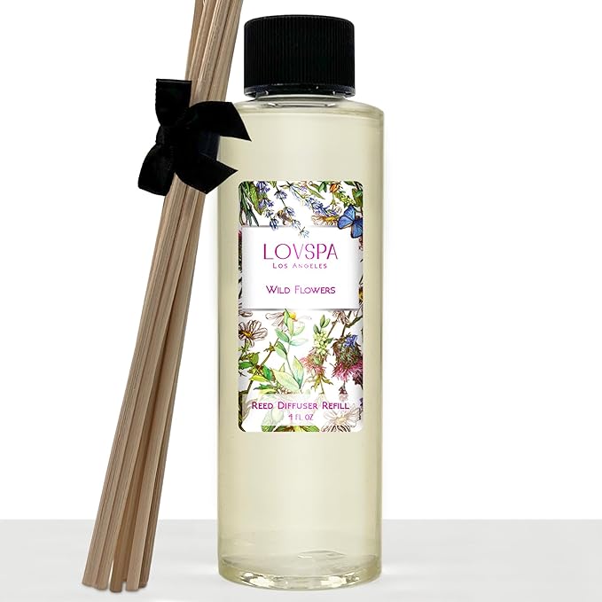 LOVSPA Wild Flowers Diffuser Oil - Luxury Essential Oils for Diffuser Refill & Air Freshener Room Spray - Long-Lasting & Natural Home Fragrance, Scented Oil for Diffusers, USA Made, 4oz