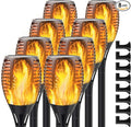 Upgraded Solar Flame Lights Outdoor, 3 Options Solar Torch, Waterproof Landscape Decoration Dancing Flame Post for Garden Pathway Yard - Auto On/Off Dusk to Dawn, 8 Pack