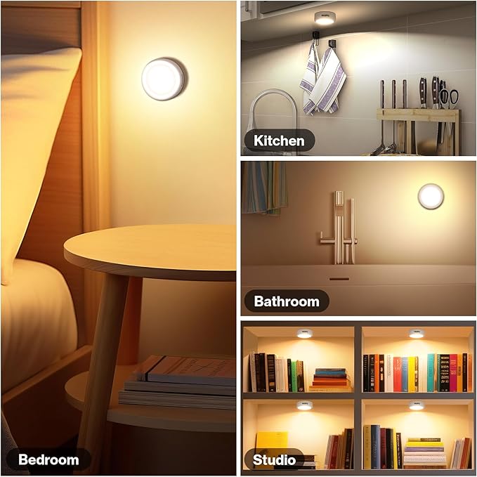 Cadrim Puck Lights - LED Color Changing, Dimmable Under Cabinet Lights with Wireless Remote Controls for Kitchen (1 Pack)