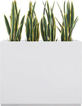 Wallowa Metallic Heavy Outdoor Span Planter Box, Large Flower Pot, Long and Tall Divider Planters, 38Lx10Wx30H, White, Seamless and No Assembly 48.8 Pounds
