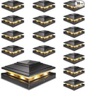 Solar Post Cap Lights Outdoor 16pack, Waterproof Fence Post Lights for 4x4 5x5 6x6 Wood/Vinyl Posts, Black Solar Deck Post Lights with 2 Color Modes Decorate Garden Patio Porch Backyard