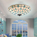 Tiffany Flush Mounts Ceiling Lights,Peacock Blue Crystal Beads Stained Glass Lampshade Ceiling Lamp for Kitchen Dining Room Livingroom Bedroom Ceiling Chandeliers Pendant Light,Blue,21in