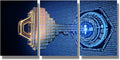 3 Panel Framed Wall Art A Key Formed from Binary Code Goes Into an Abstract Lock Picture Print on Canvas Posters for Bedroom Living Room Dorm Wall Decorations, 12x16inchx3