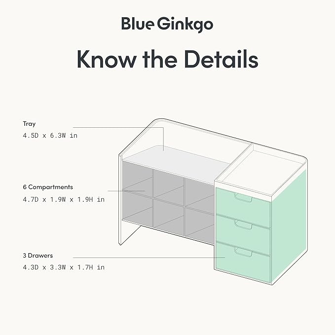 BLUE GINKGO Hive Stack Desk Organizer – Stackable Pen Holder, Stationary Organizer with Drawers - Office Storage, School Supplies, Makeup (Made in Korea, Blue)