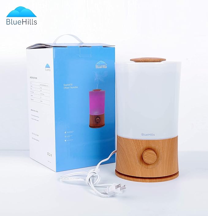 BlueHills Premium Set of Two Large 2000 ML and 4000 ML XL Essential Oil Diffusers Humidifier Combo for Large Room Home with Décor LED Lights Great Gift – Value Pack of Wood Grain.