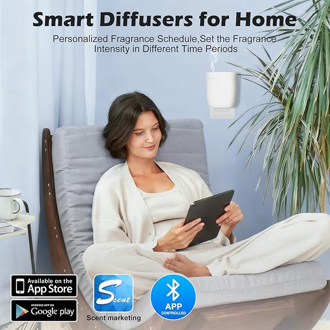 Smart Plug in Wall Diffuser,Compact Waterless Essential Oil Diffuser Scent Air Machine,Portable Cold Air Fragrance Diffuser for Home Office Quiet&Long Lasting 60ML 500Sq Relaxation Housewarming Gift