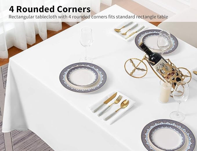 Surmente 5 Pack White Rectangle Tablecloth 90 x 156-inch Rectangular Polyester Table Cloth for Weddings, Banquets, or Restaurants