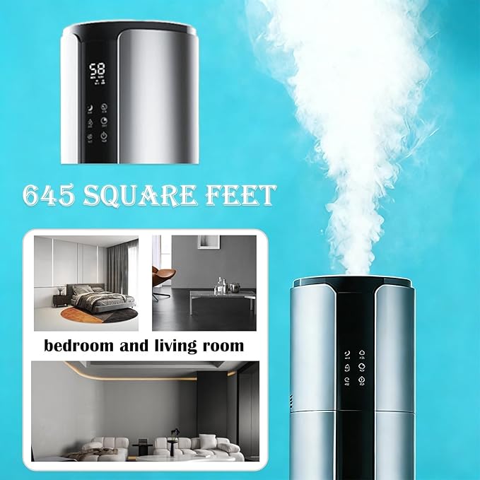 9L Cool Mist Humidifier, Ultrasonic Fast Humidifier for 645 Sq Ft, Smart App & Remote Control, HD Humidity Display, Tap Water Friendly for Home Office