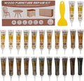 Wood Furniture Repair Kit, 24 Colors Wood Touch up Filler, Repair Scratch, Cracks, Stains, Discoloration for Wood Furniture, Door, Cabinet, Floor, Table Surface Wood - Gray Series