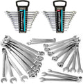 DURATECH Combination Wrench Set, SAE & Metric, 22-piece, 1/4'' to 7/8'' & 8-19mm, CR-V Steel, Organized in Wrench Holder