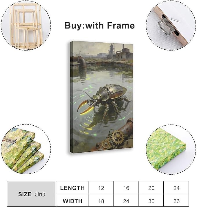 Framed Industrial Fantasy Wall Art for Living Room TV Wall Post Apocalyptic Style Home Decor 24x36inch(60x90cm)