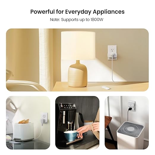 TREATLIFE 3Pack Mini Remote Control Outlet Plug with Magnetic Remote, 15A/1800W Wireless Light Switch for Lamps, Fans, Household Appliances, No Hub Required, 2 Years Warranty
