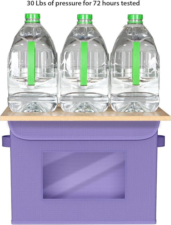 Univivi Storage Bins with Lids [4-Pack] Fabric Lidded Storage Baskets Stackable Closet Storage Bins, Closet Organizers and Storage with Lid & Clear Window for Home, Office, Bedroom (Purple)