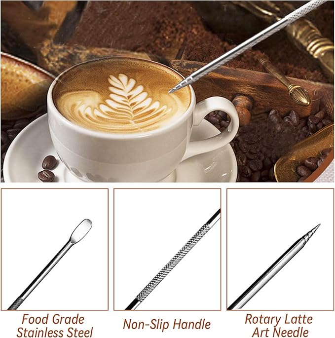 22 PCS Espresso Tamper Set, Espresso Accessories Barista Kit with 51mm Coffee Tamper, WDT Tool, Frothing Pitcher, Latte Art Pen, Coffee Stirrer, Tamper Mat, 16 Coffee Stencils for Espresso Machine