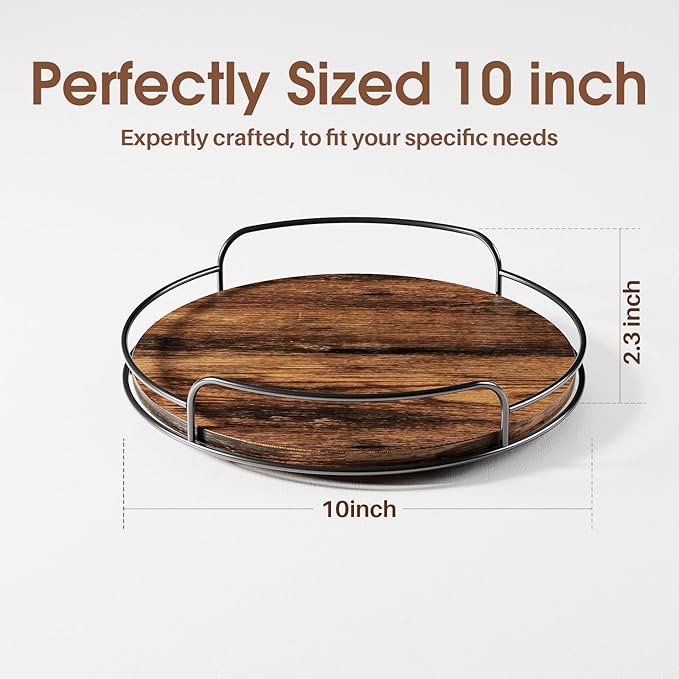 LAMU 10'' Lazy Susan Organizer, Wooden Lazy Susan Turntable for Cabinet, Table Top, Kitchen, Pantry, Bathroom Countertop Organizer, 1 Pack