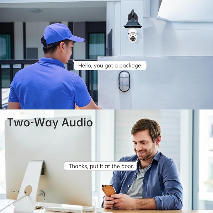 3K Light Bulb Security Camera -5G& 2.4GHz WiFi Security Cameras Wireless Outdoor Motion Detection and Alarm,Two-Way Talk,Color Night Vision,Human Detection, 500MP Ultra HD