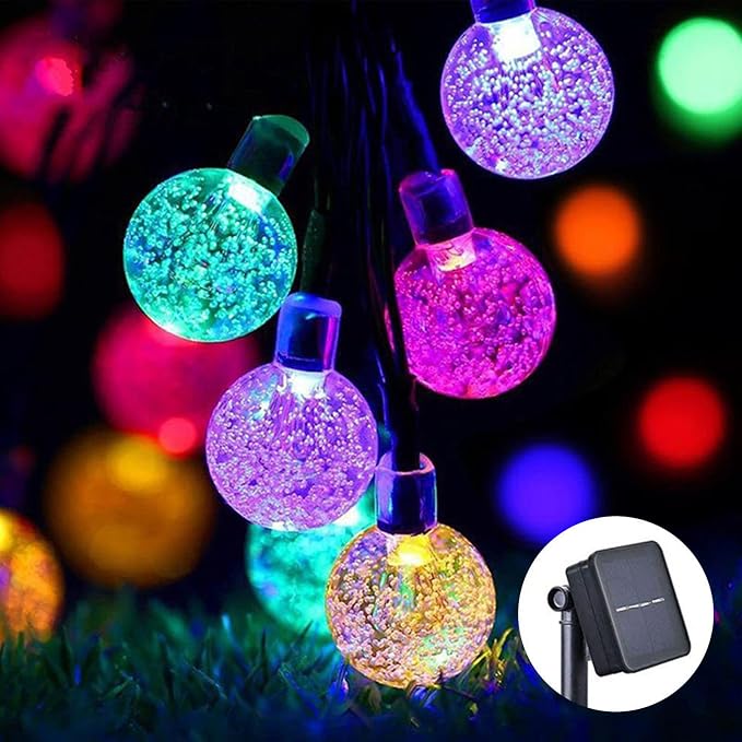 Solar String Lights Outdoor 100 Led 40 Feet Multi-Color Crystal Globe Lights with 8 Lighting Modes, Waterproof Solar Powered Patio Lights for Garden Yard Porch Wedding Party Decoration