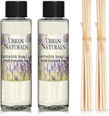 Urban Naturals Lavender Vanilla Scented Oil Reed Diffuser Refill and Reed Sticks – Lavender Blossom, Creamy Vanilla, White Woods and Sugared Musk, 4 oz (2 Pack)