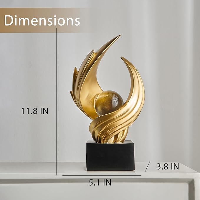 FJS Modern Gold Statue Living Room Decor, Resin Shelf Decor Accents, Abstract Art Sculptures Decorations for Bookshelf Dining Room Office Coffee Table TV Stand