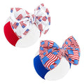 Hairband, 4th of July Baby Headband, American Flag Bow, Patriotic Headband, Red Blue White, Newborn Bows Infant Headband for Baby Girl, Toddler Headbands, 2 Count