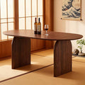 71'' Wood Dining Table,Oval Kitchen Table for 6-8,Walnut Table with Dual Pedestal Base,Farmhouse Dining Table Ideal for Kitchen,Dining Room(Easy to Assemble)