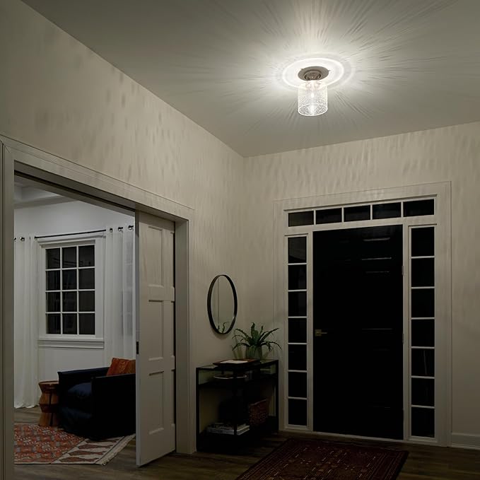 Kichler Winslow 8.5" Semi Flush Mount Light in Brushed Nickel, 1-Light Foyer or Bedroom Light with Clear Seeded Glass, (8.5" W x 10.5" H), 44033NI