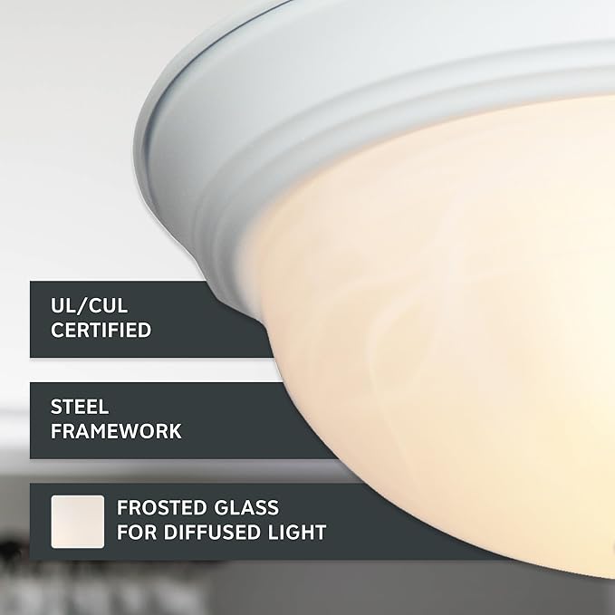Designers Fountain 11 in 2-Light Flush Mount Ceiling Light, White, 1257S-WH-AL