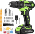WORKBLESS 21V Power Drill Set, Cordless Drill with Battery and Charger, 3/8'' Keyless Chuck, Variable Speed, 18+1 Torque Setting and 28pcs Drilling/Driver Bits Tool Set(Green)