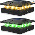 Peasur 2 Packs 4x4 Solar Post Lights Outdoor, Green & Warm White LED Fence Caps Light Waterproof, Wood & Vinyl Post Top Lighting for Deck Mailbox Railing Porch Outside