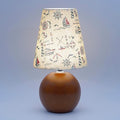 Vintage Wooden Base Fabric Table Lamp, Adjustable Light Color and Brightness with Power-Off Memory, Safe USB Powered, Retro Style LED Light for Bedroom Living Room Office (Voyage)