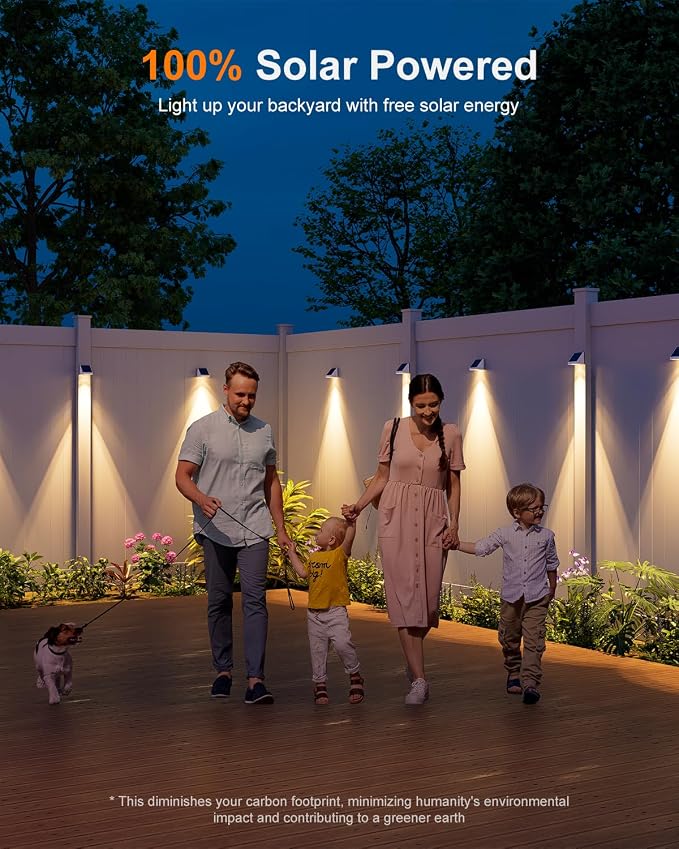 12 Pack Solar Powered Fence Lights Outdoor Waterproof with Warm White LED Spot Lens, for Outside Pool Cage, Patio, Yard, Rail, Garage, Adhesive Designed for Easy Mounted (White Shell)