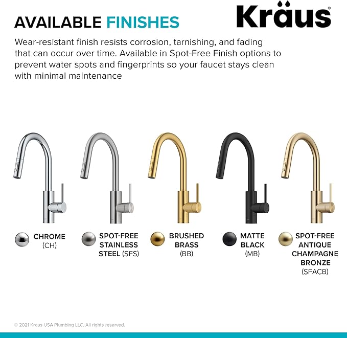 KRAUS Oletto Single Handle Pull Down Kitchen Faucet with QuickDock Top Mount Installation Assembly in Matte Black, KPF-2620MB