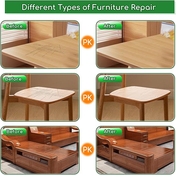 Wood Furniture Repair Kit, 24 Colors Wood Touch up Filler, Repair Scratch, Cracks, Stains, Discoloration for Wood Furniture, Door, Cabinet, Floor, Table Surface Wood - Gray Series