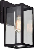MICSIU Dusk to Dawn Outdoor Wall Light, 11.25 Inch Black Exterior Wall Sconce with Clear Glass, Modern Farmhouse Outside Porch Lights for House Garage Entryway, E26 Base 100W Max, ETL Listed