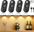 LED Motion Sensor Puck Lights, Small Rechargeable Under Cabinet Light, Dimmable Warm White Closet Lights, Wireless Under Cabinet Lighting for Drawer, Kitchen (4 Pack, Black)