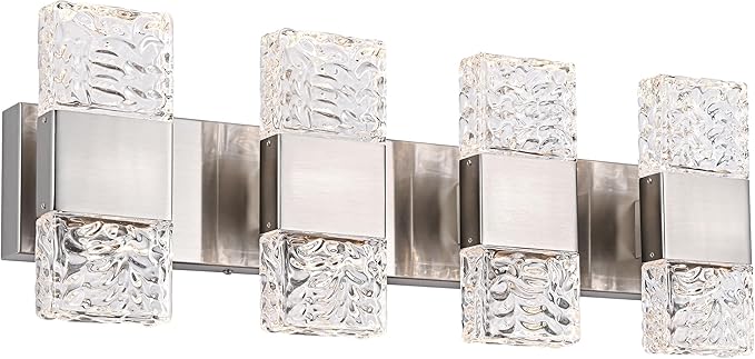 MELUCEE Brushed Nickel Bathroom Light Fixtures Over Mirror 23.6 Inch, 32W Dimmable 3000K LED Vanity Light Bar, Modern Bathroom Vanity Lights Above Mirror Wall Mount, Built-in Led Chips