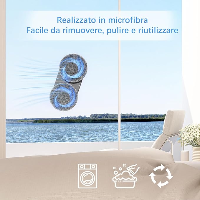 Tosima Window Cleaning Robot W2, Automatic Cleaning with Intelligent Path Planning, 3800Pa Suction Power, Edge Detection Technology, Remote Control