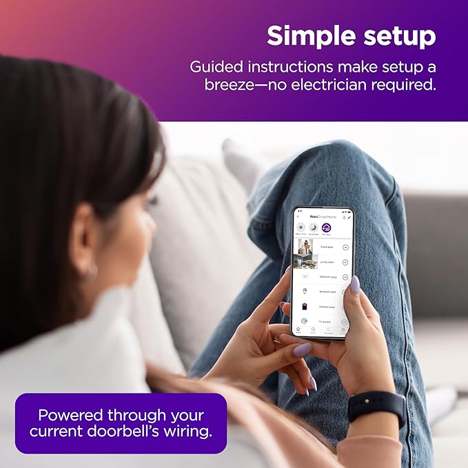 Roku Smart Home Wired Video Doorbell & Chime - 1080p HD Night Vision Ultrawide View Doorbell Camera with Motion & Sound Detection, 2-Way Audio & Works with Alexa & Google, 90-Day Subscription Included