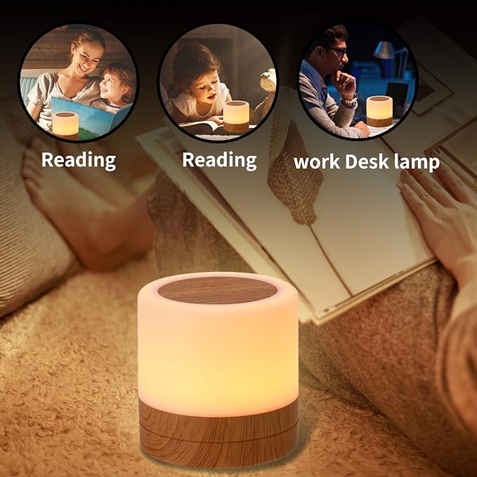 Nursery Night Light for Kids, USB Rechargeable Small Desk Lamp,13 RGB Colors & 4 Brightness & 1 Remote, Touch Bedside Cordless Table Lamp, Portable Night Lamp for Bedroom Living Room (2 Pack Brown)