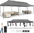 COBIZI 10x30 Pop up Canopy Tent Heavy Duty Without Sidewalls, Easy Set-up Commercial Outdoor Party Canopy, 100% Waterproof Wedding Gazebo, 3 Height Adjustable with Wheeled Bag, Gray