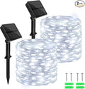 Solar Fairy Lights Outdoor Waterproof,39.4ft 120LED Solar String Lights for Outside 8 Modes 2 Packs for Patio Backyard Garden Wedding Deorations Cool White