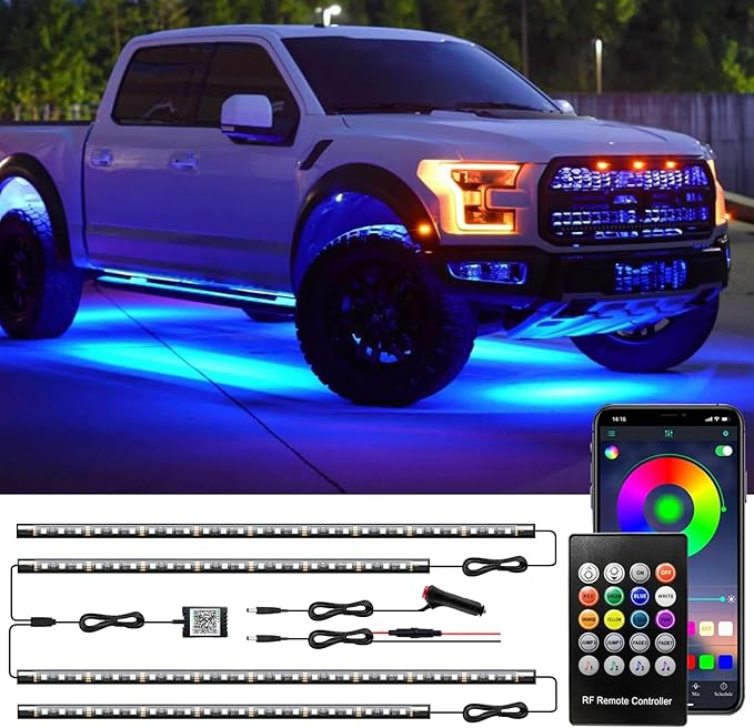 Underglow Kit for Car, Led Underglow Lights with App and Remote Control, 16 Million RGB Colors, 29 Preset Modes, Music & DIY Mode, Under Car Led Lights Exterior for SUVs, Trucks, DC 12V