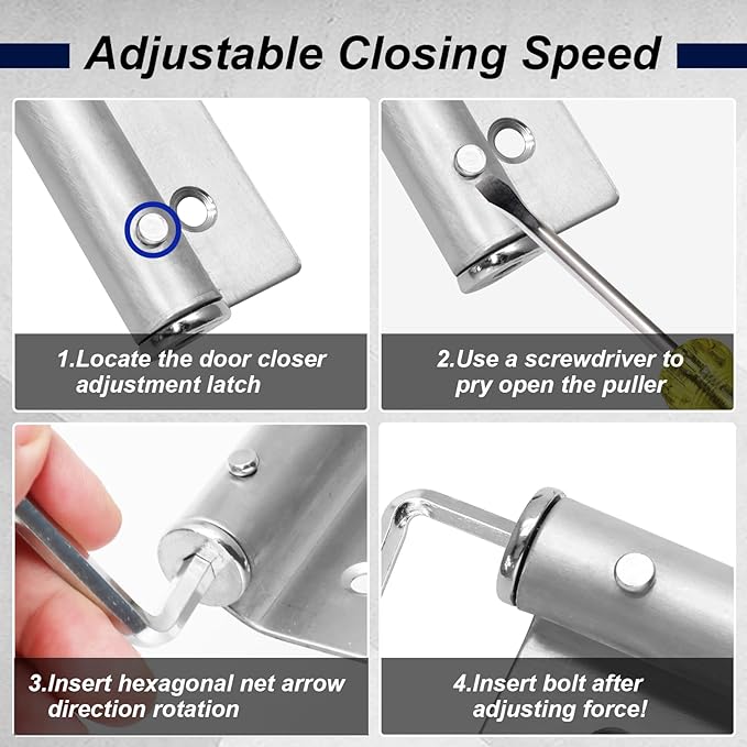 Automatic Door Closer Stainless Steel Soft Close Safety Spring Door Closer for Home Hotel with Screws, Brushed Nickel