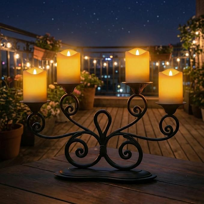 Solar Candles Outdoor Waterproof,Flameless Pillar IP65 Waterproof White Fake Candle,Dusk to Dawn,Solar Powered LED Candles for Patio Yard Table Deck Window Outdoor Lantern Decor,3"x4", Set of 2