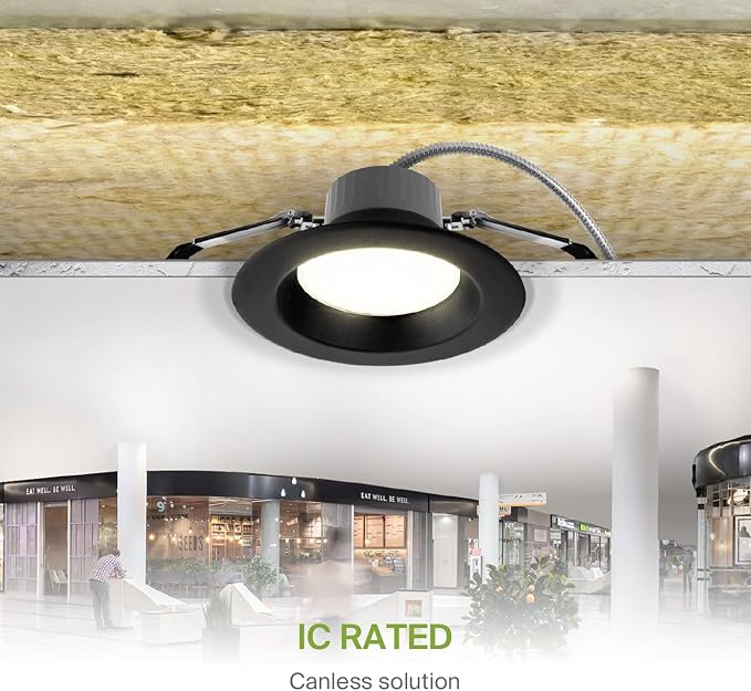 ASD 6 Inch Commercial Canless LED Downlight, Power Adjustable 10/15/22W Lighting, Round Dimmable Recessed Ceiling Light Fixture, 5 Color Temperatures 2700K-5000K, 120-277V IC Rated UL & Energy Star