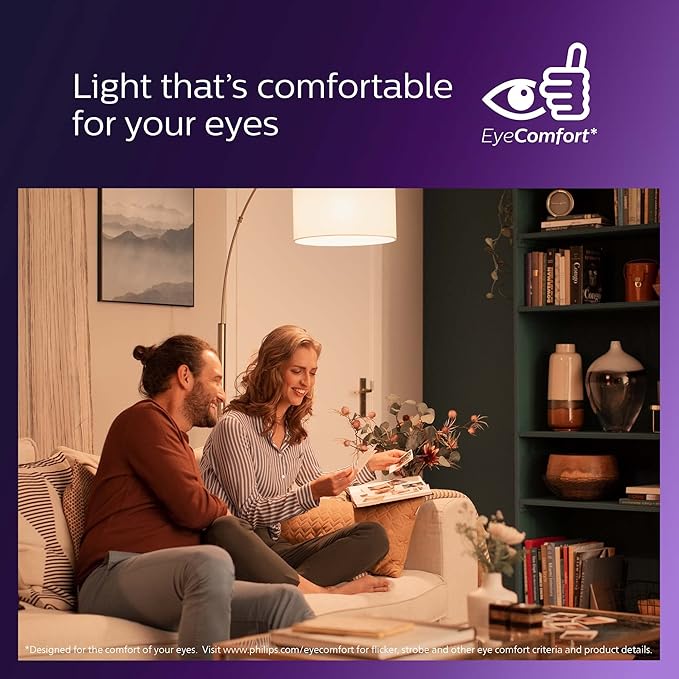 PHILIPS LED 60W A19 4-Pack Ultra Definition Soft White LED Light Bulbs (2700K) 800 Lumen (8W = 60W) Dimmable Clear Flicker-Free Light Bulbs