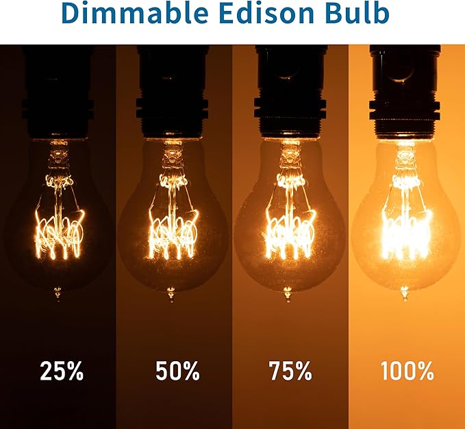 Warm Incandescent Light Bulbs 60 Watt,A19/A60 Vintage Style Edison Bulbs E26,Soft Yellow Light Bulbs,Amber Bulbs,Retro Light Bulb Old Fashioned,Halogen Dimmable Edison Bulb Squirrel Cage